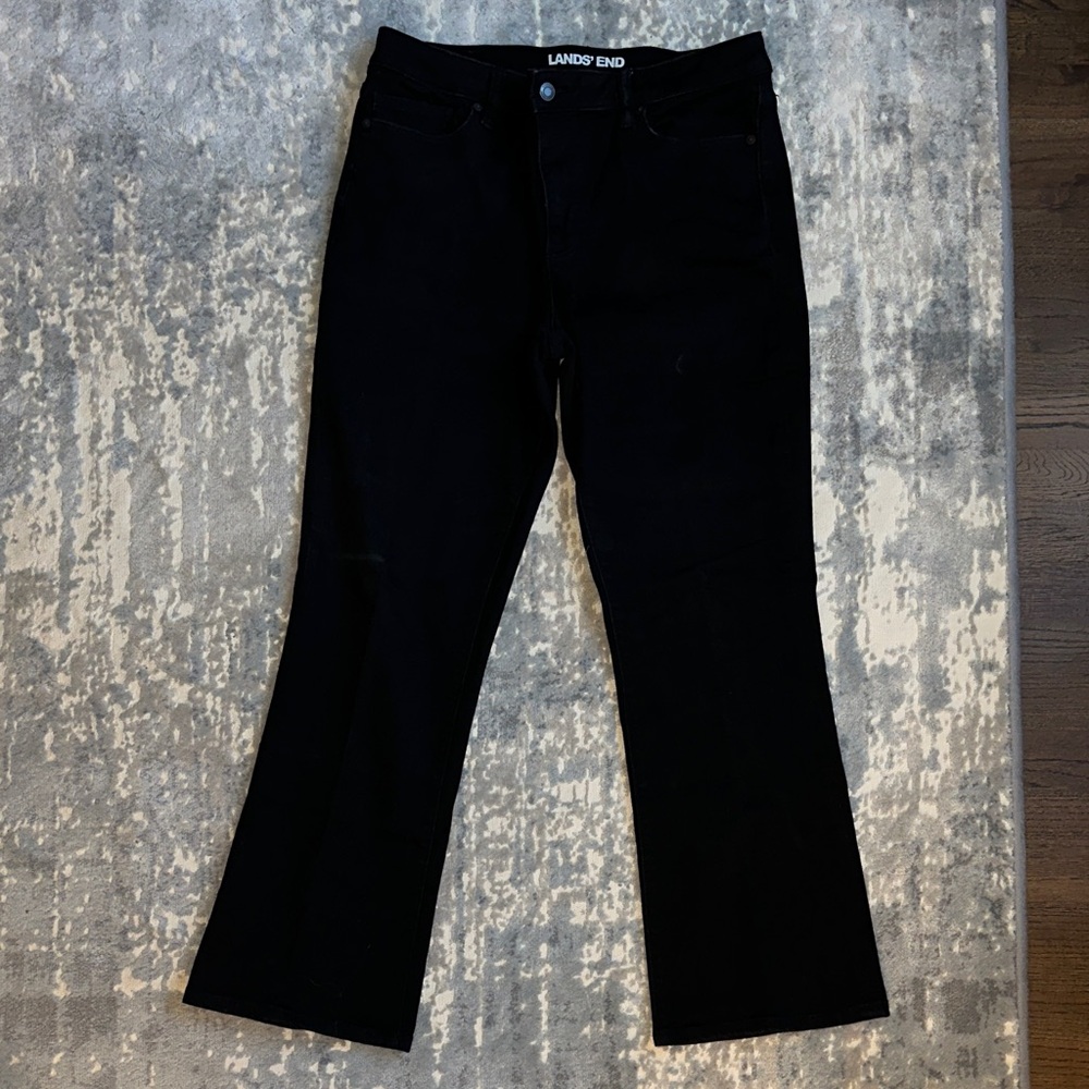 Lands’ End Mid Rise Bootcut Jeans | Size 12 | Black Stretch Denim | Classic Fit